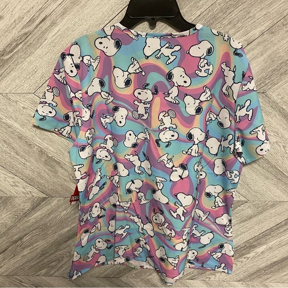 Nickelodeon | Peanuts Snoopy Cartoon Graphic Scrub Top In Blue Purple Size M NEW - Picture 6 of 6